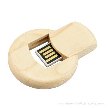Wooden round USB flash drive, 64MB-128GB capacity, free printing/engraved, OEM service